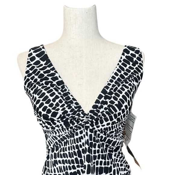 NWT Trimshaper Tankini V-Neck Top Black/White Size 10 - Picture 6 of 12